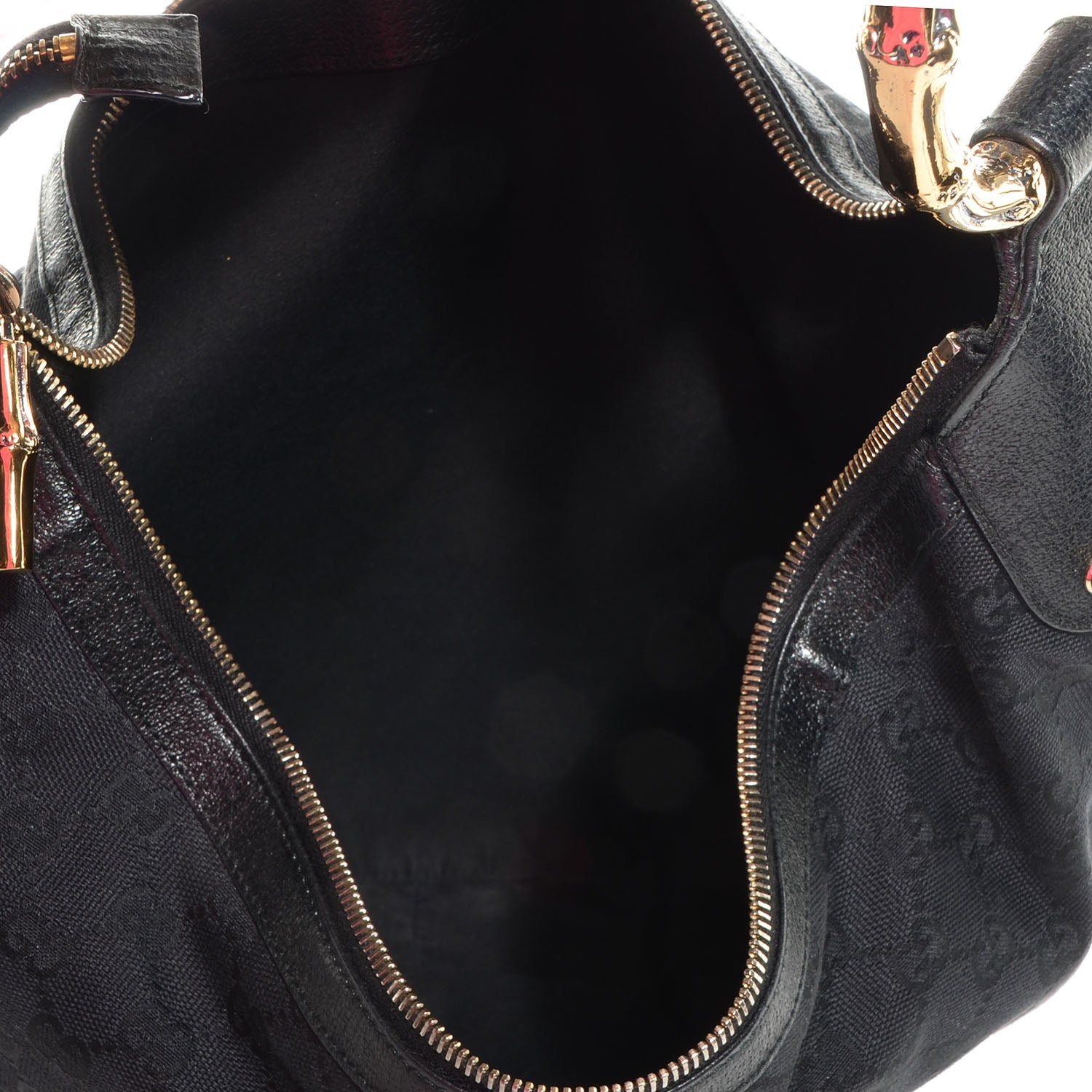 Gucci Monogram Web Bamboo Ring Hobo Black 5 of 7