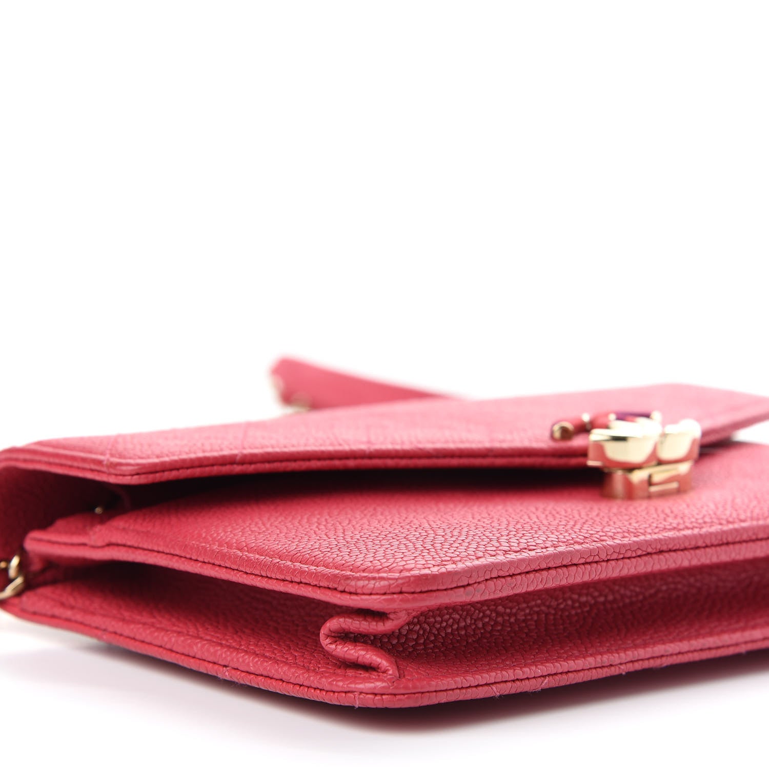 Chanel Grained Calfskin Quilted Cuba Wallet On Chain WOC Pink 9 of 10