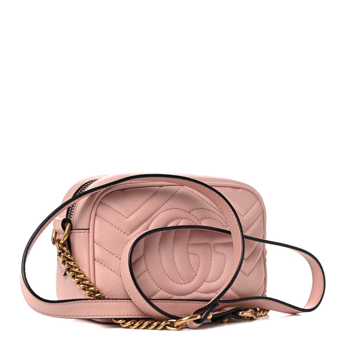 Calfskin Matelasse Mini GG Marmont Chain Shoulder Bag Perfect Pink