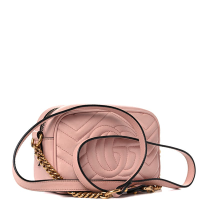 Gucci Calfskin Matelasse Mini GG Marmont Chain Shoulder Bag Perfect Pink 3 of 19