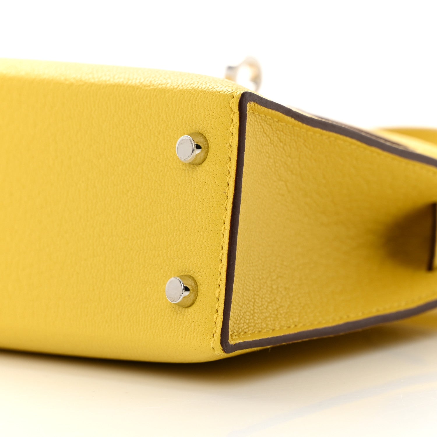 Hermes Chevre Mysore Verso Mini Kelly Sellier 20 Jaune De Naples Nata 10 of 14