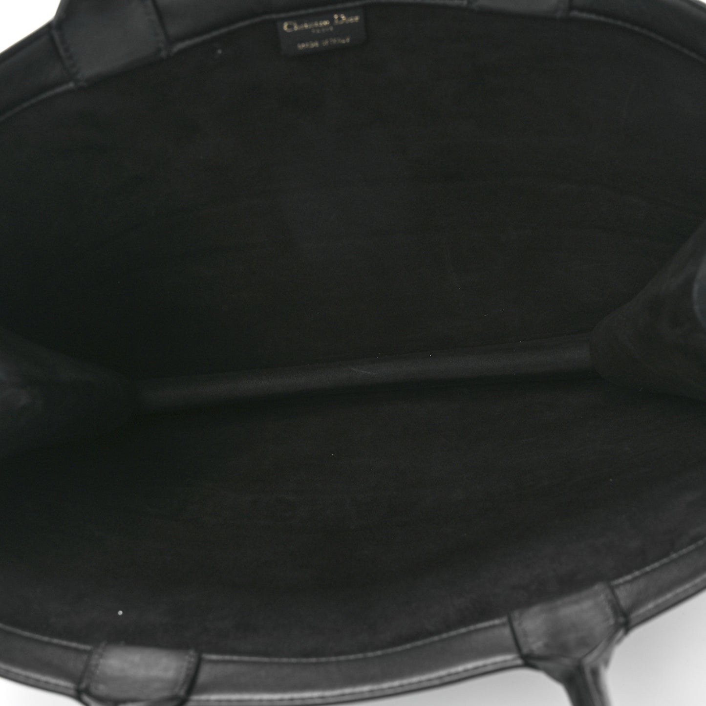 Calfskin Embossed Large Book Tote Black