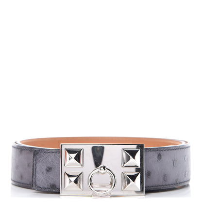 Hermes Ostrich 32mm Collier De Chien CDC Belt 90 Gris Agate 1 of 8