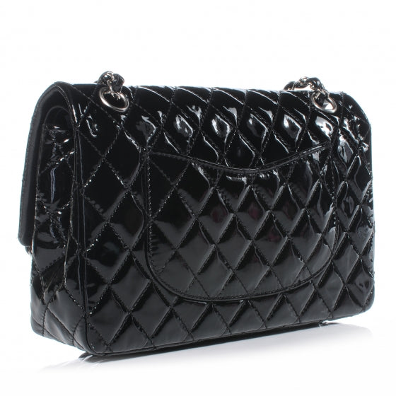 Patent Medium Double Flap Black