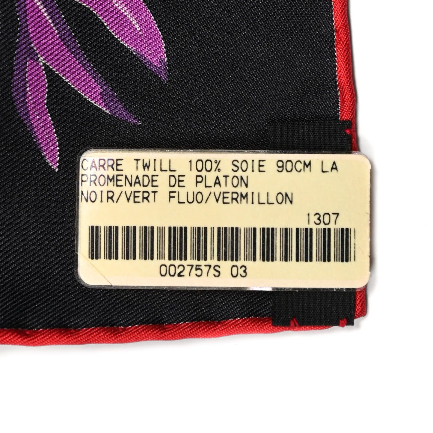 Silk La Promenade De Platon Scarf 90 Black Vert Fluo Vermillon