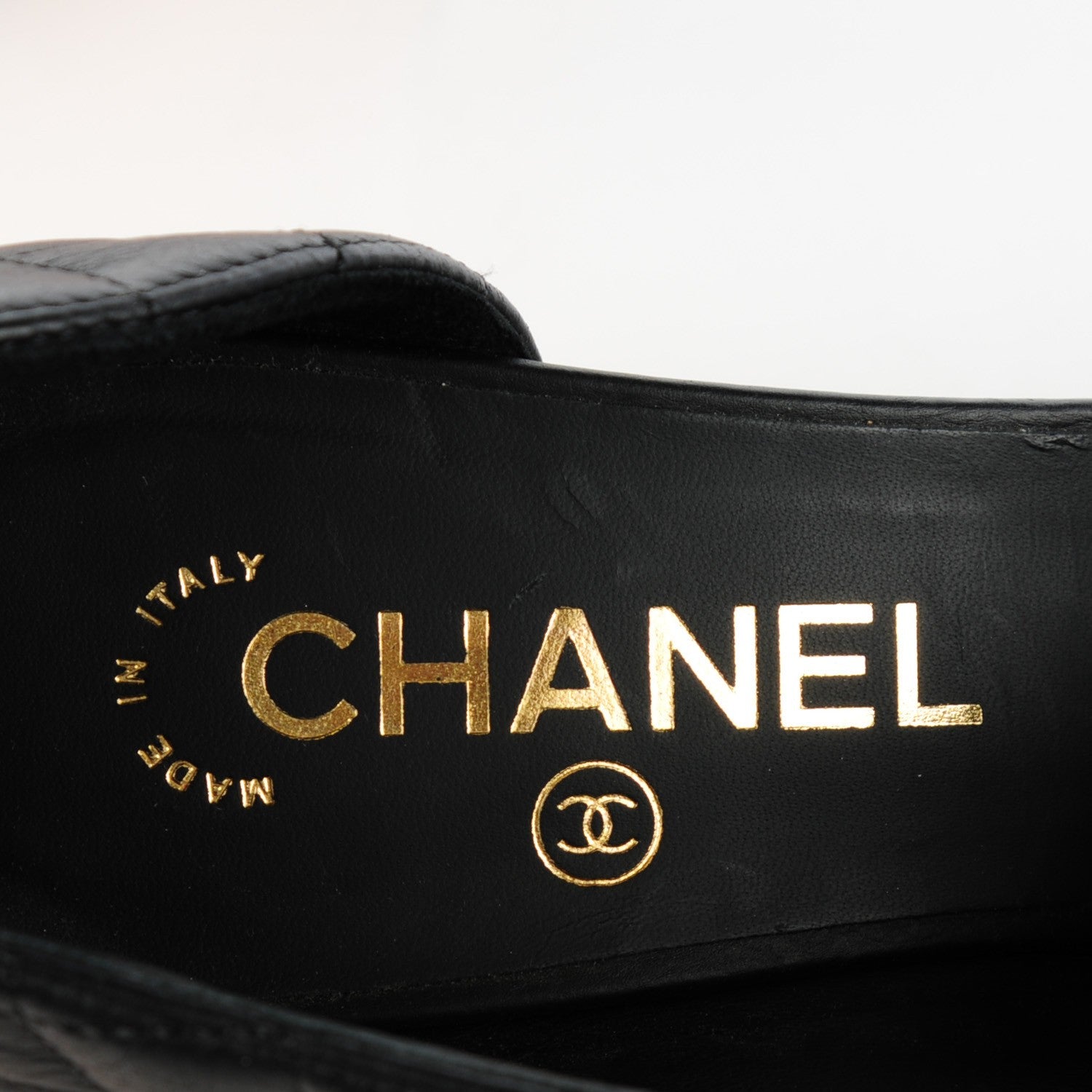 Chanel Calfskin Quilted Peep Toe Pumps 38.5 Black 7 of 9