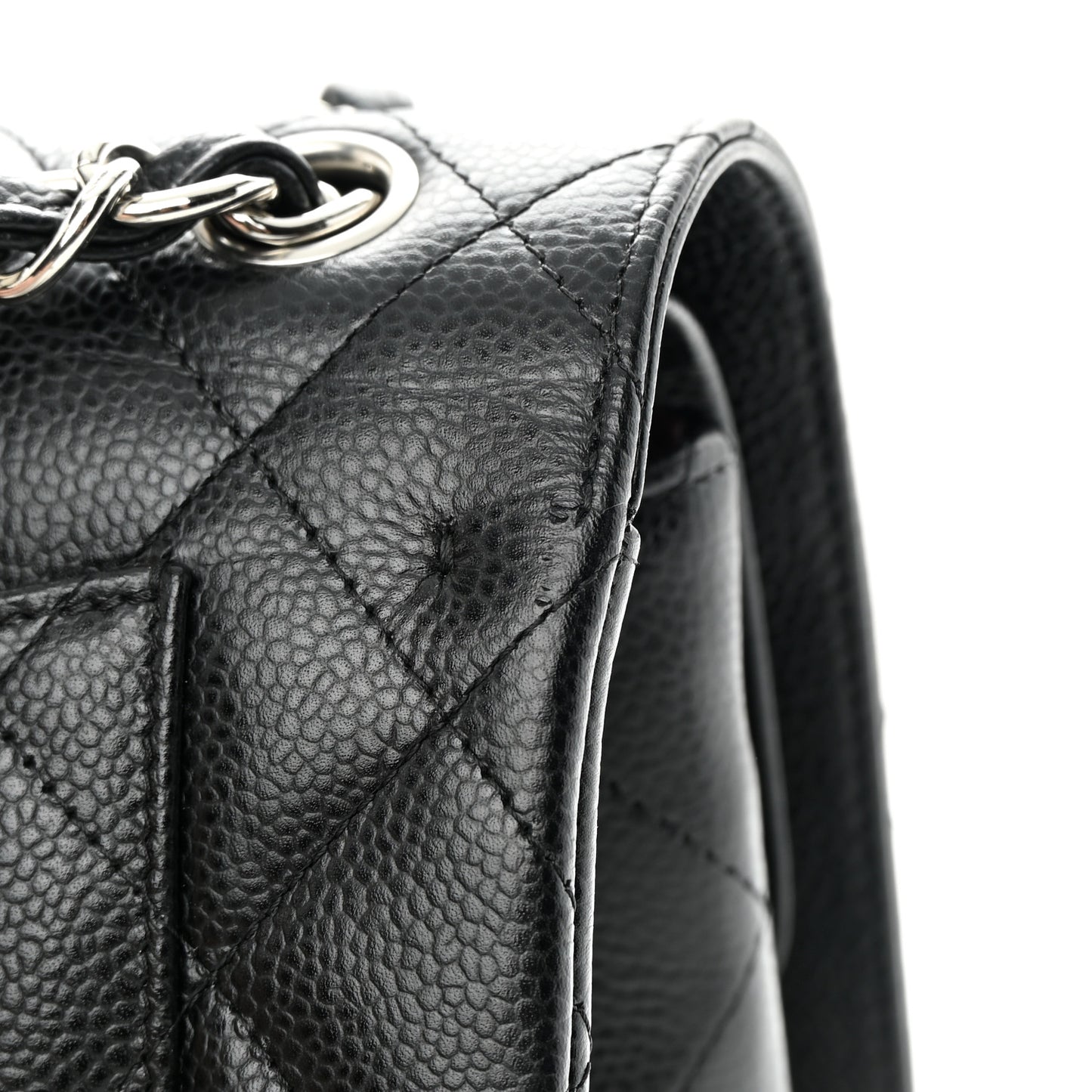 Caviar Quilted Jumbo Double Flap Black