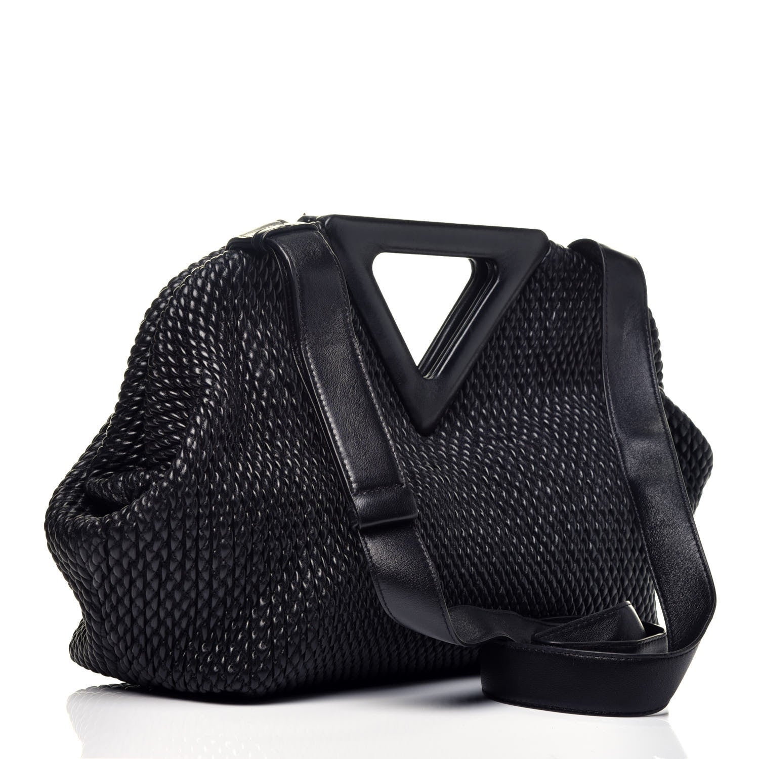 Bottega Veneta Calfskin Knit Large The Point Triangle Bag Black 3 of 8