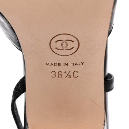 Chanel Patent Cap Toe CC Slingback Flats 36.5 Black White 6 of 13