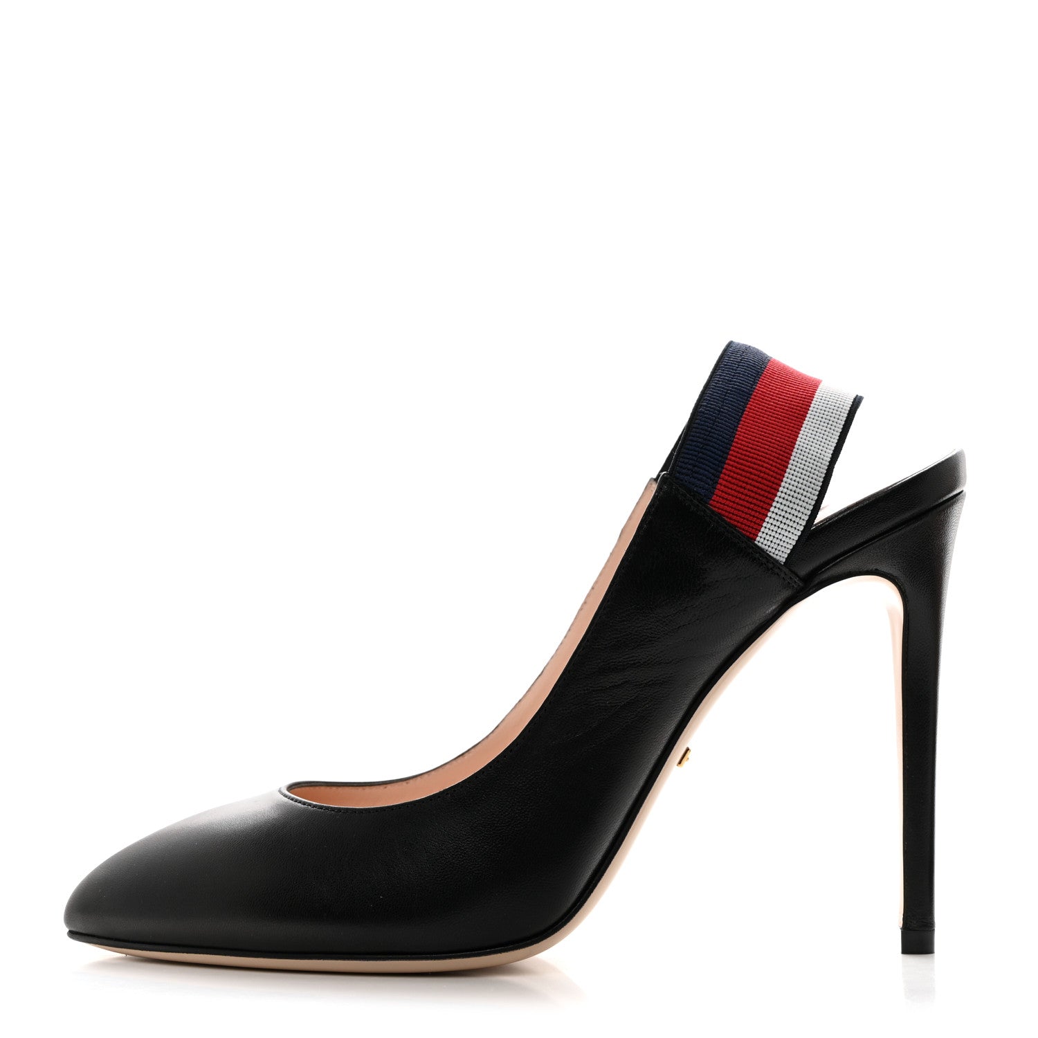 Gucci Malaga Kid Web Sylvie High Heel Slingback Pumps 39 Black 1 of 9