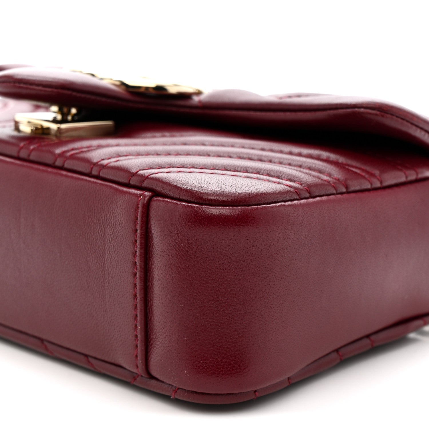 Gucci Lambskin Matelasse Small GG Marmont Shoulder Bag Rosso Ancora 10 of 12