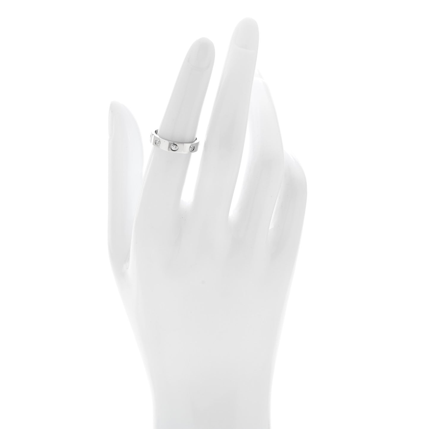18K White Gold 8 Diamond 4mm Wedding Band LOVE Ring 51 5.75
