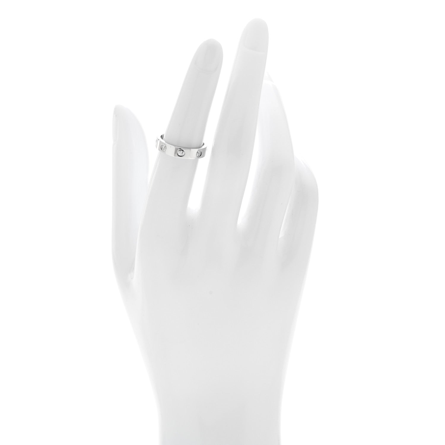 Cartier 18K White Gold 8 Diamond 4mm Wedding Band LOVE Ring 51 5.75 2 of 4