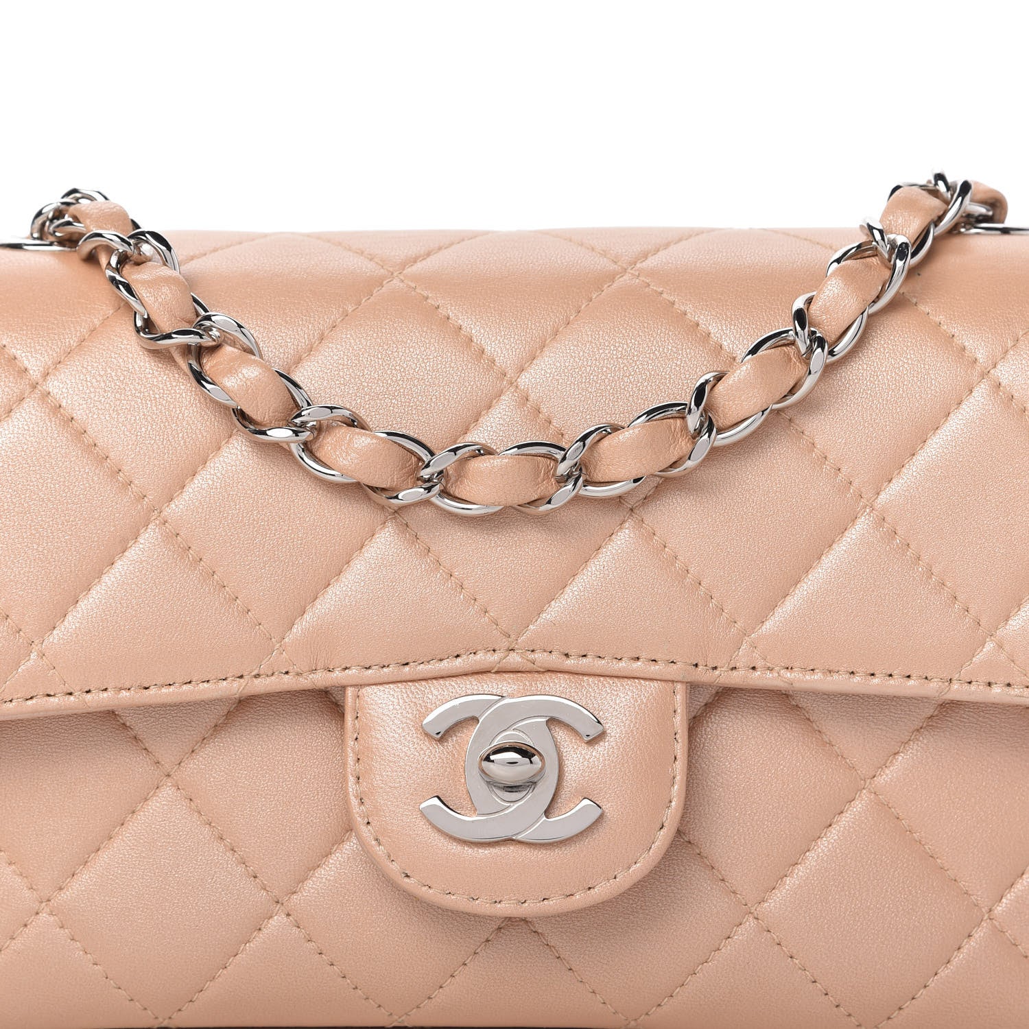 Chanel Metallic Lambskin Quilted Mini Flap Beige 11 of 12