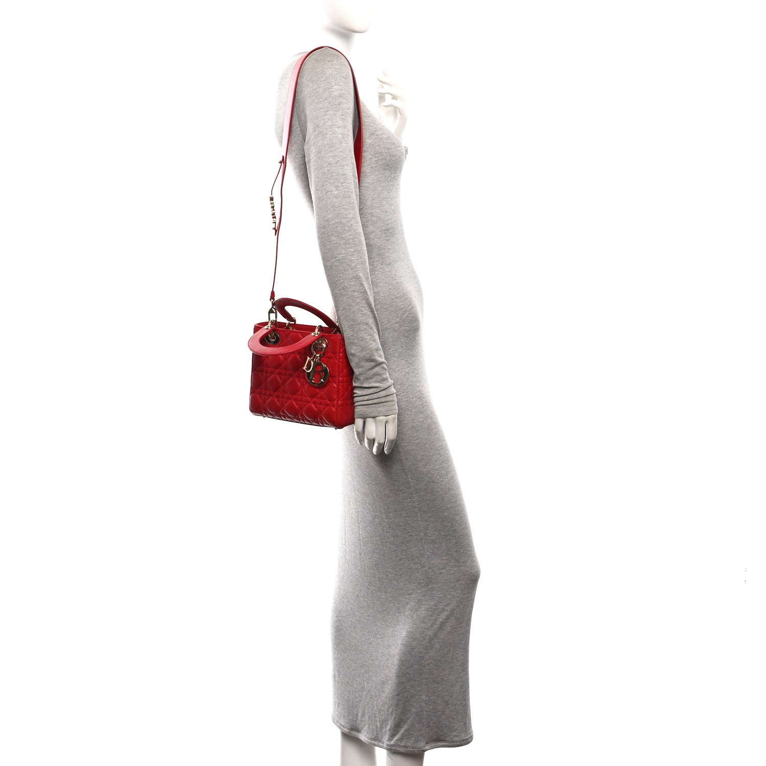 Christian Dior Lambskin Cannage Small My ABCDior Lady Dior Red 2 of 9