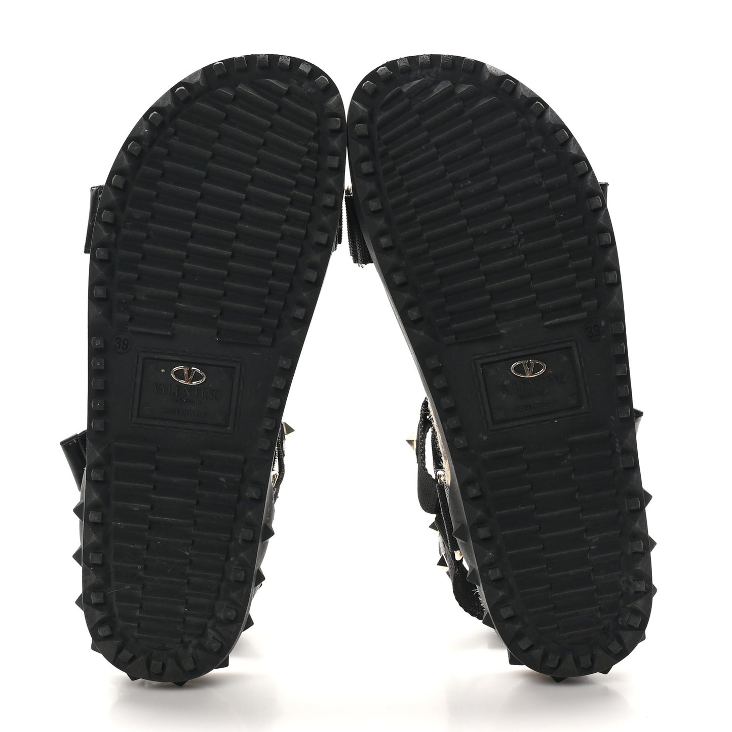 Nylon Rockstud Velcro Espadrille Sandals 39 Black