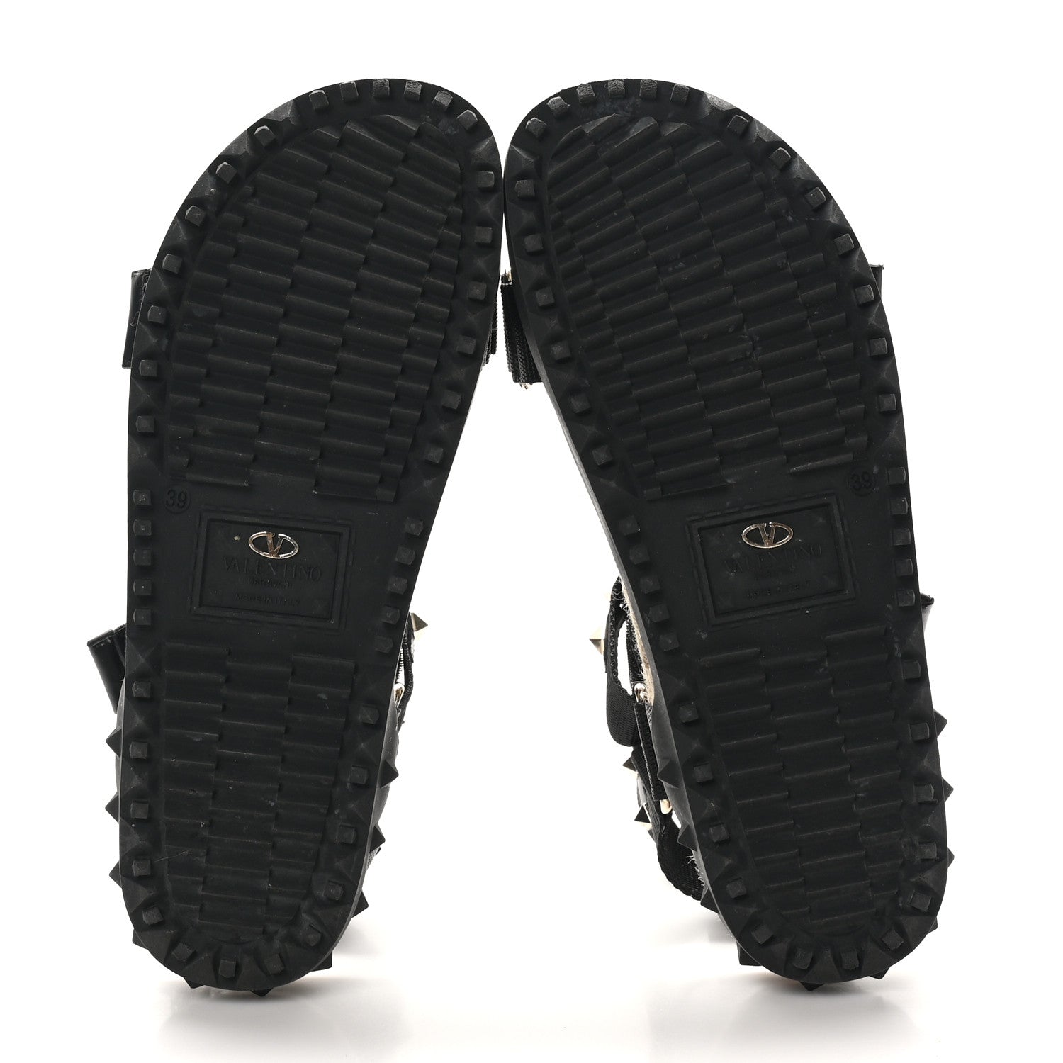 Valentino Garavani Nylon Rockstud Velcro Espadrille Sandals 39 Black 6 of 8