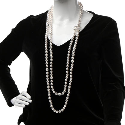 Chanel Crystal Pearl CC Long Multi Strand Necklace Gold 2 of 7