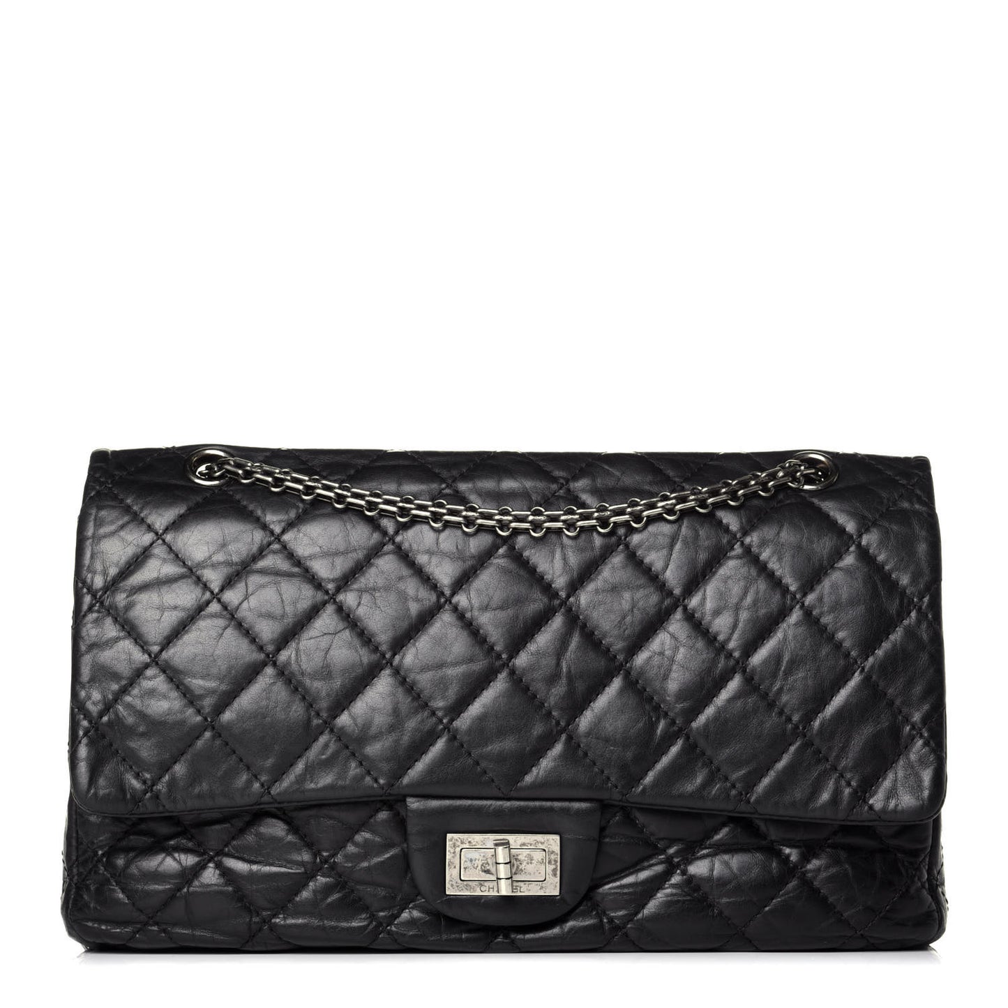 Aged Calfskin Quilted 2.55 Reissue 227 Flap Black