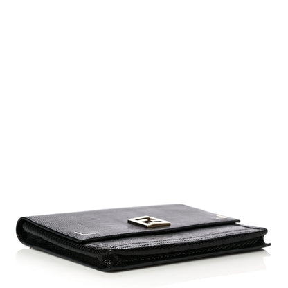 Fendi Calfskin Lizard Embossed Wallet on Chain Black 4 of 15