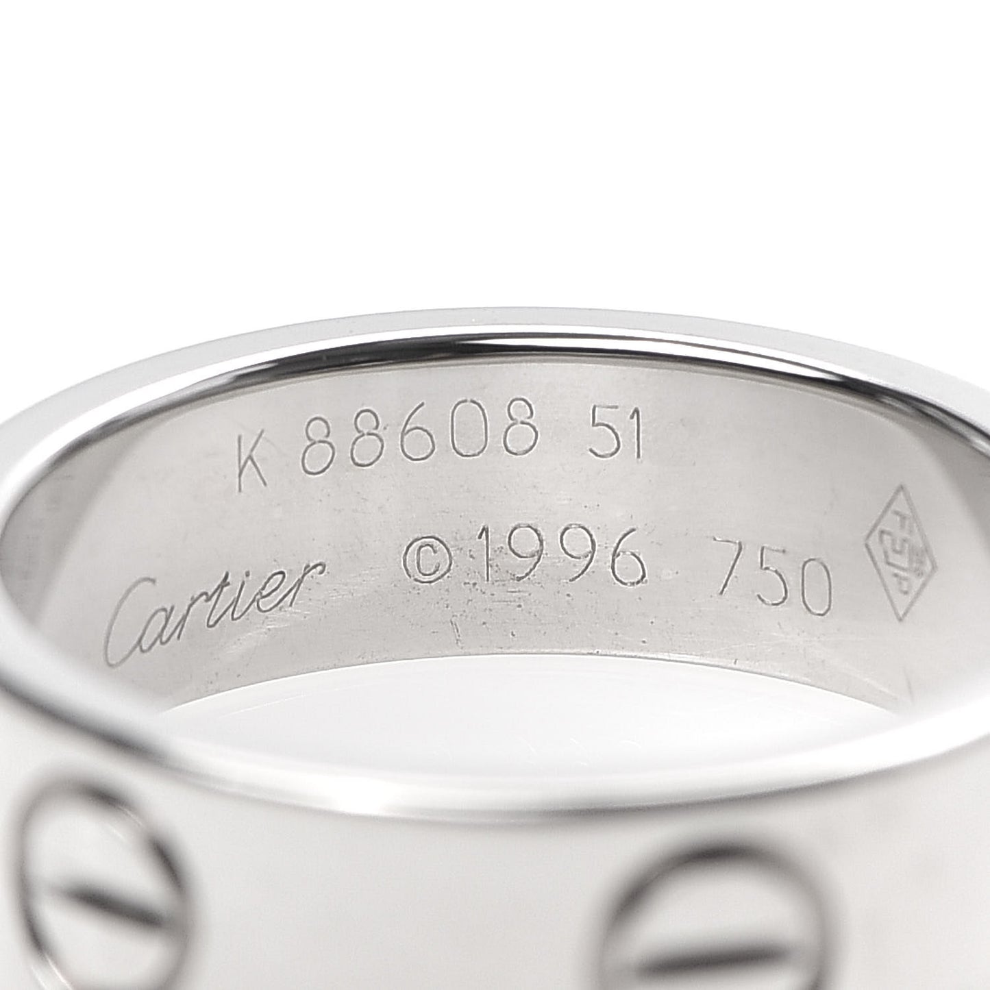 18K White Gold 5.5mm LOVE Ring 51 5.75