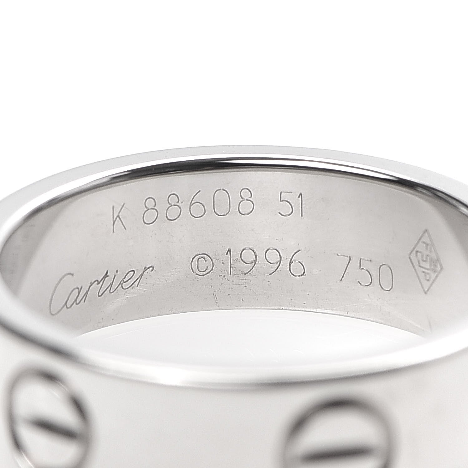 Cartier 18K White Gold 5.5mm LOVE Ring 51 5.75 4 of 4