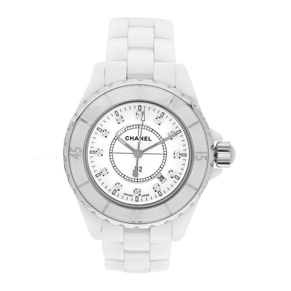 Chanel Stainless Steel Ceramic Diamond 33mm J12 Quartz Watch White 1 of 5