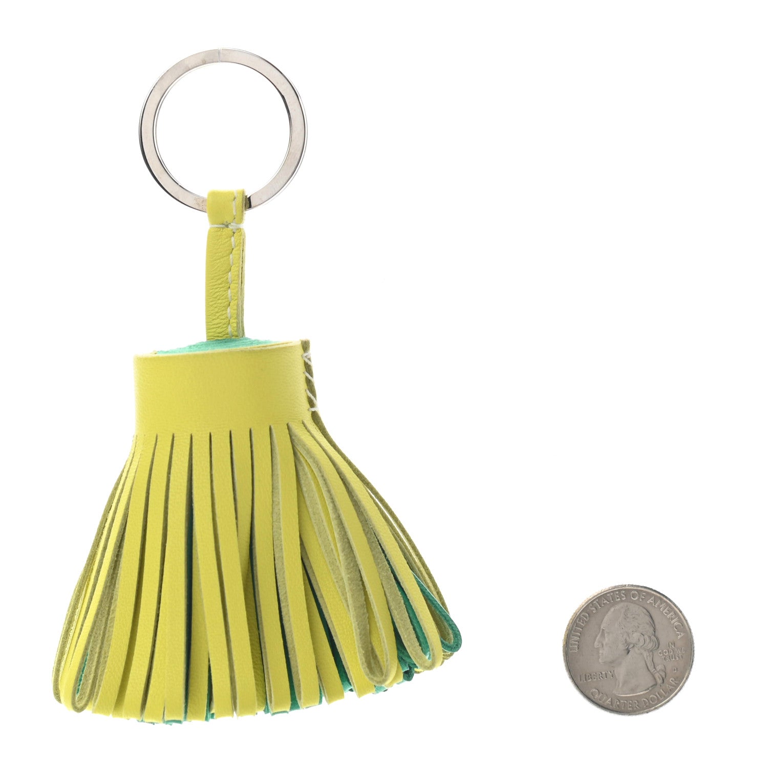 Hermes Lambskin Bi-Color Carmen Tassel Key Holder Lime Menthe 2 of 3