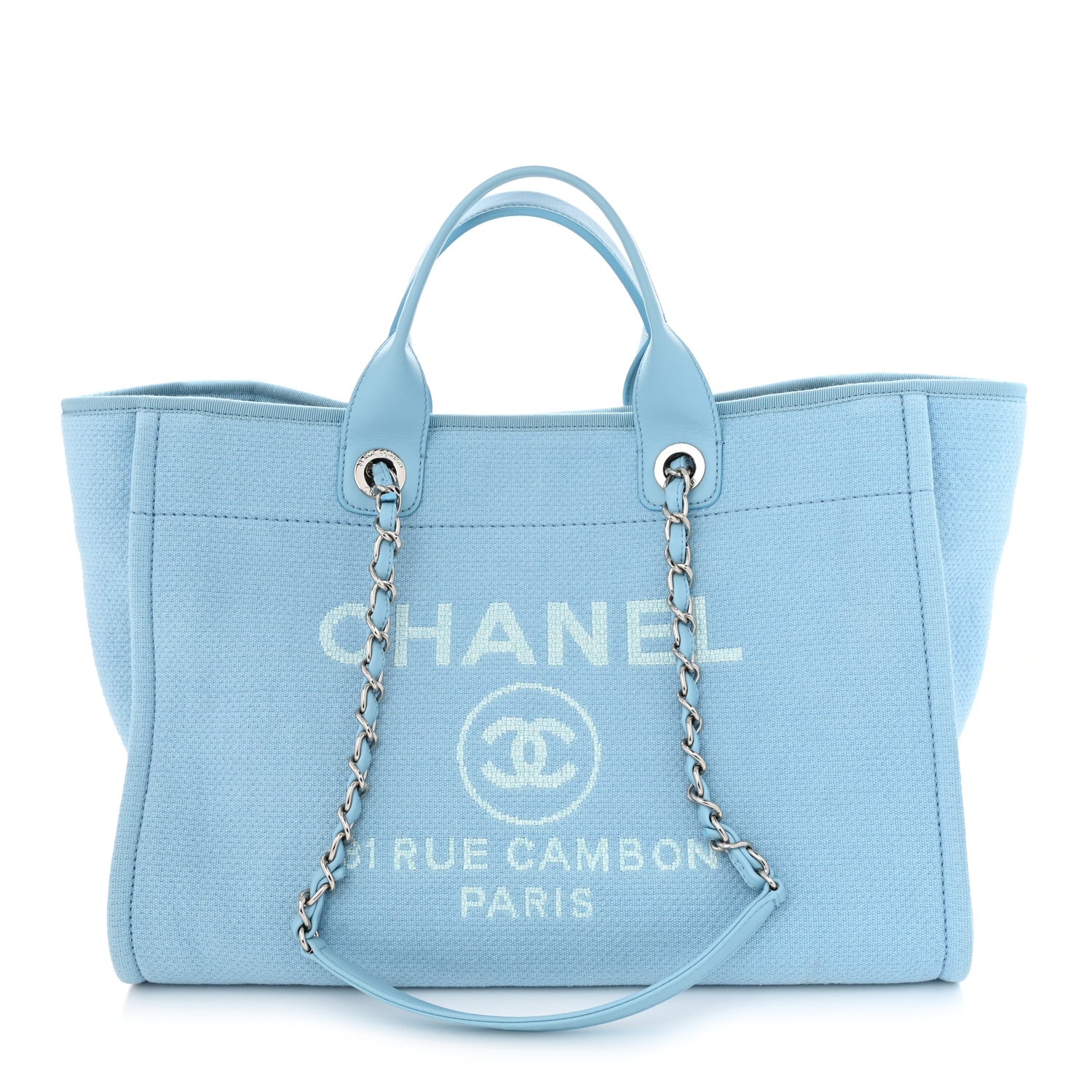 Chanel Mixed Fibers Medium Deauville Tote Light Blue 3 of 12