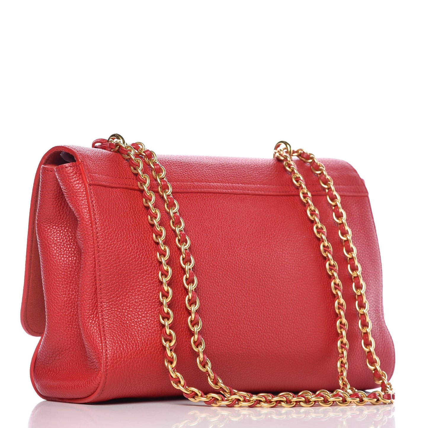 Small Classic Grain Calfskin Medium Lily Flap Scarlet