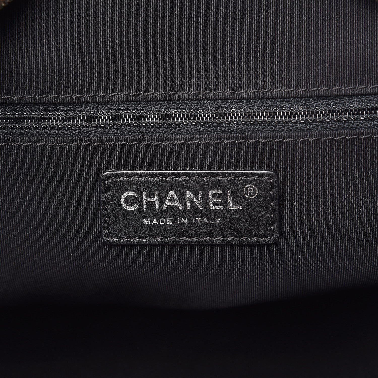 Chanel Calfskin Quilted Feather Weight Bowling Bag Black Beige 6 of 13