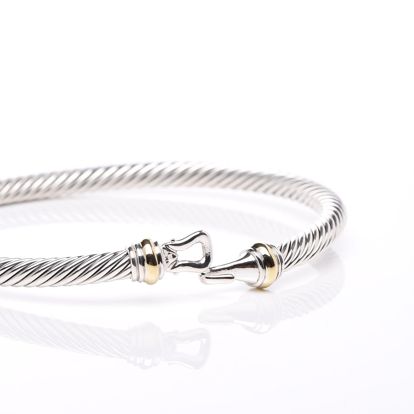 Sterling Silver 18K Yellow Gold 4mm Cable Buckle Bracelet