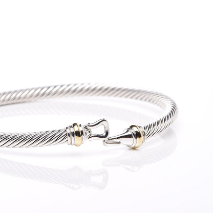 David Yurman Sterling Silver 18K Yellow Gold 4mm Cable Buckle Bracelet 6 of 6