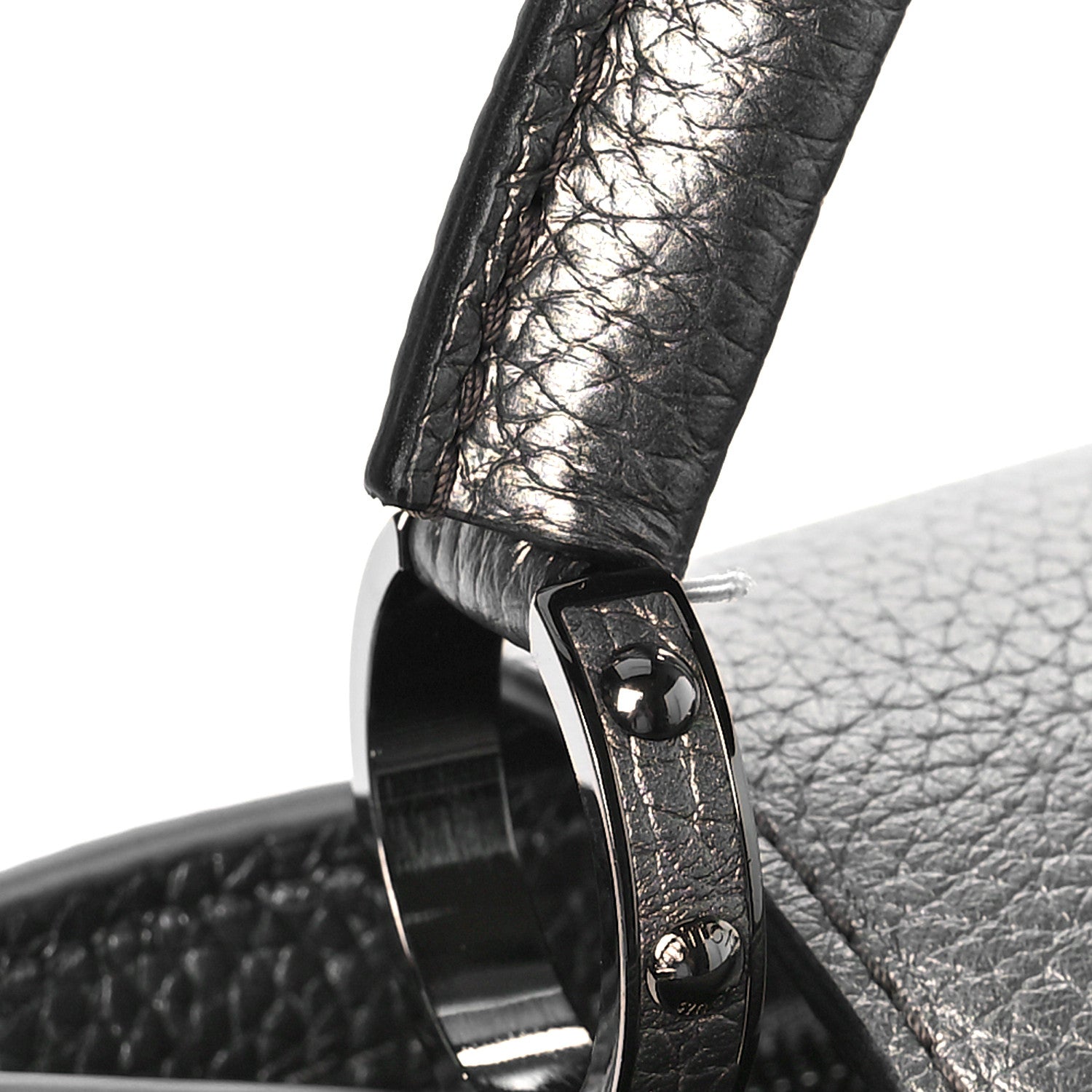 Louis Vuitton Metallic Calfskin Capucines BB Etain 7 of 9