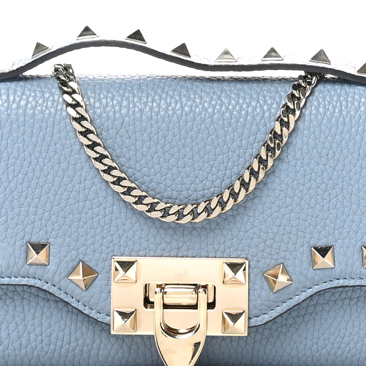 Pebbled Calfskin Rockstud Flip Lock Wallet On Chain Niagara