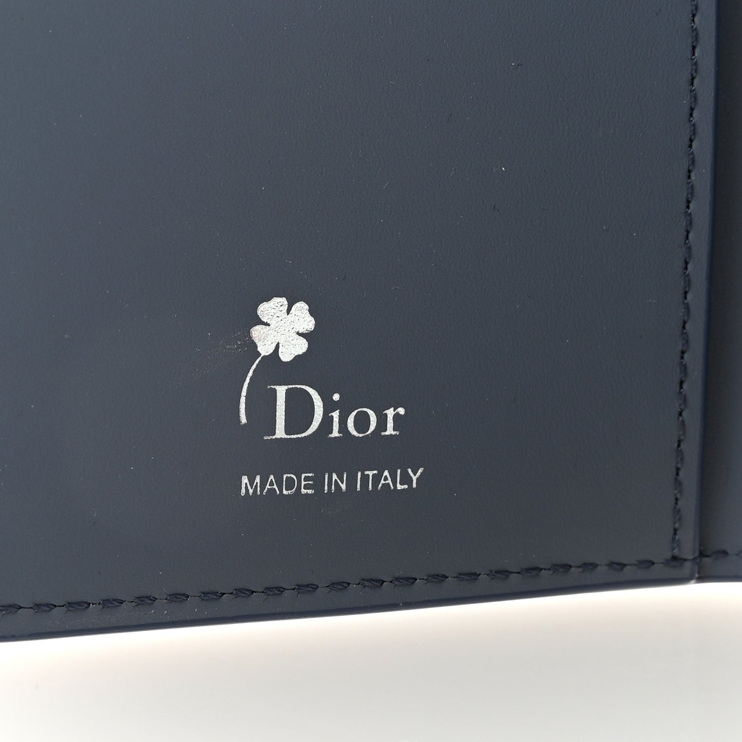 Calfskin Cover Bi-Fold Card Holder Blue White