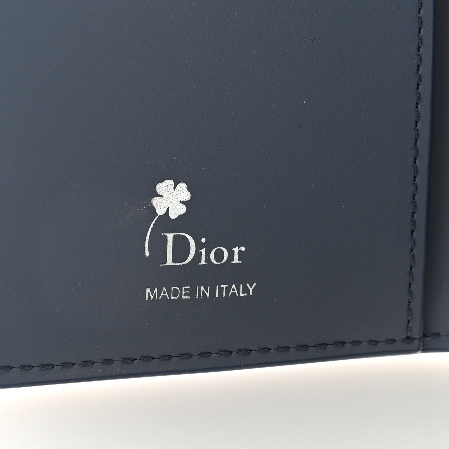 Christian Dior Calfskin Cover Bi-Fold Card Holder Blue White 6 of 8