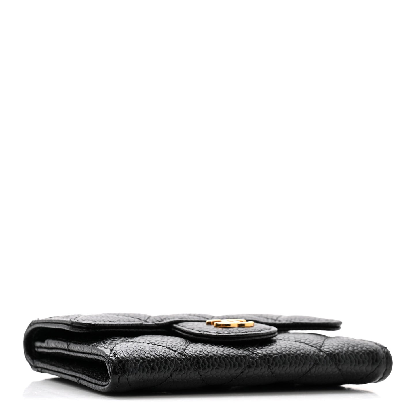 Caviar Quilted Flap Card Holder Black