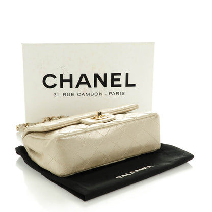 Chanel Iridescent Calfskin Quilted Mini Rectangular Flap Light Gold 4 of 8