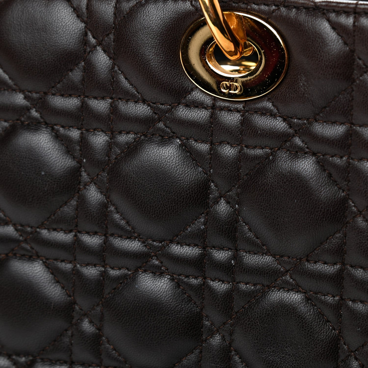 Christian Dior Lambskin Cannage Medium Lady Dior Dark Brown 11 of 12