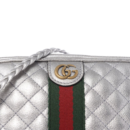 Gucci Laminated Nappa Web Trapuntata Mini GG Shoulder Bag Argento 9 of 10