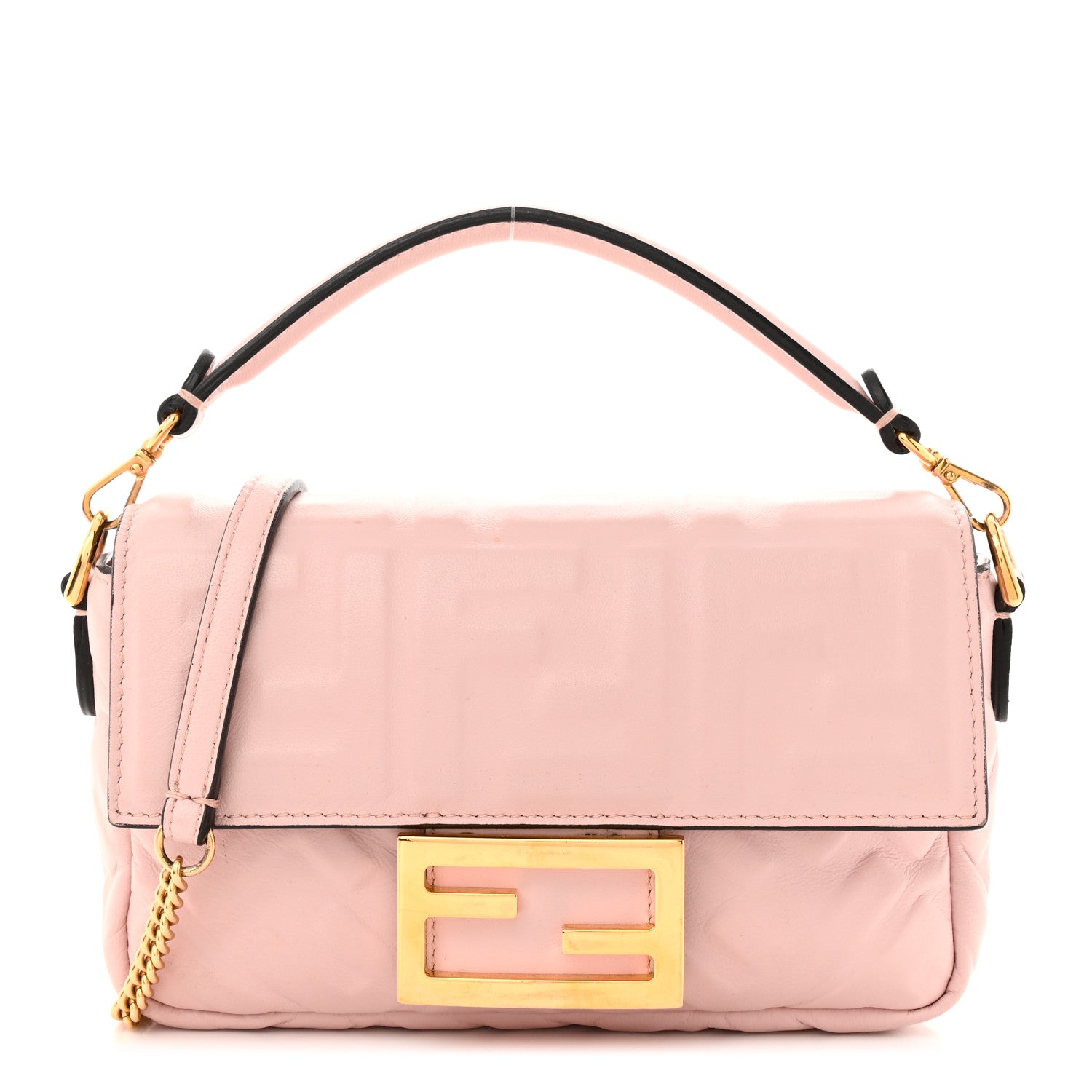 Fendi Nappa FF 1974 Embossed Mini Baguette Rosa Quarzo 1 of 14