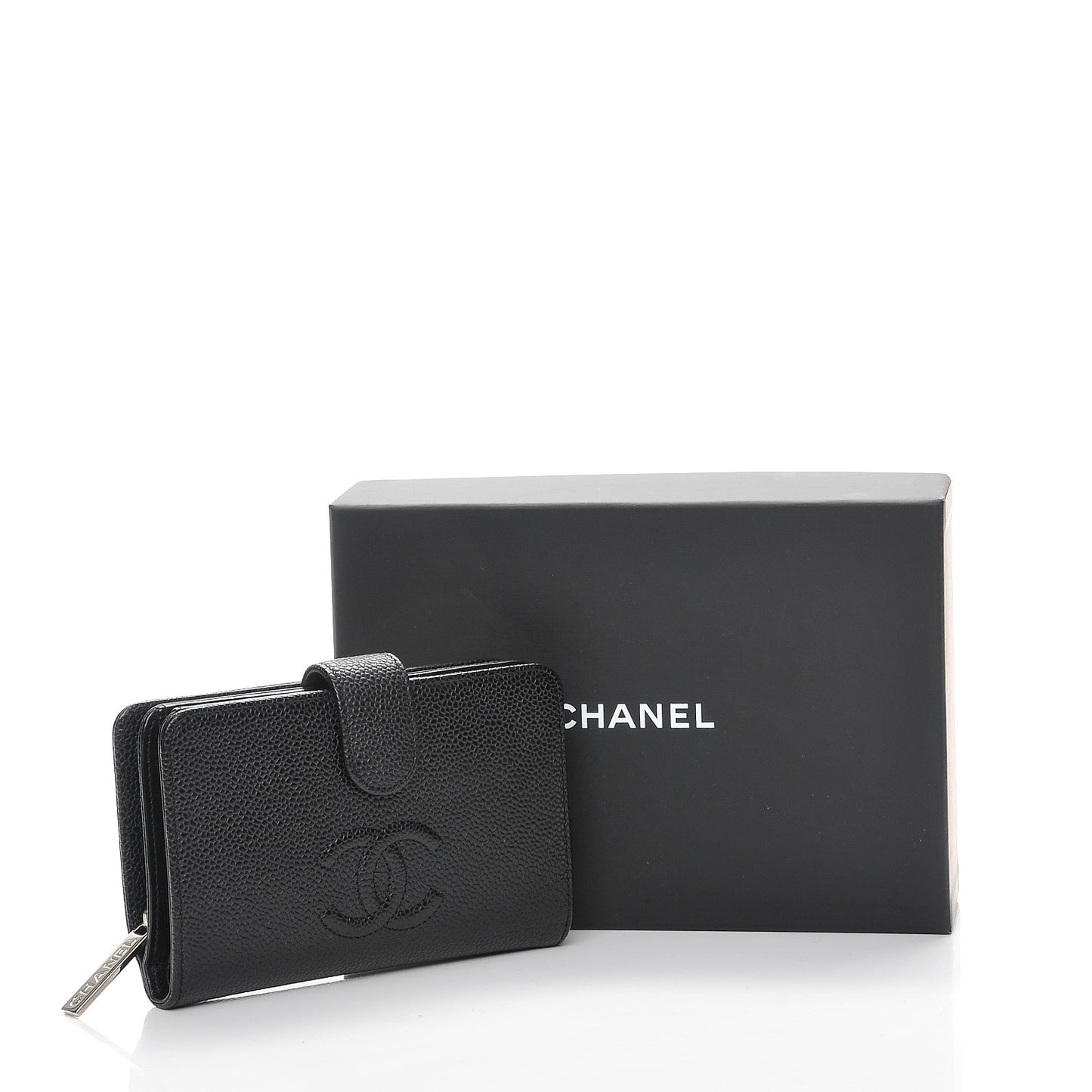 Caviar Timeless CC Zipped Pocket Wallet Black