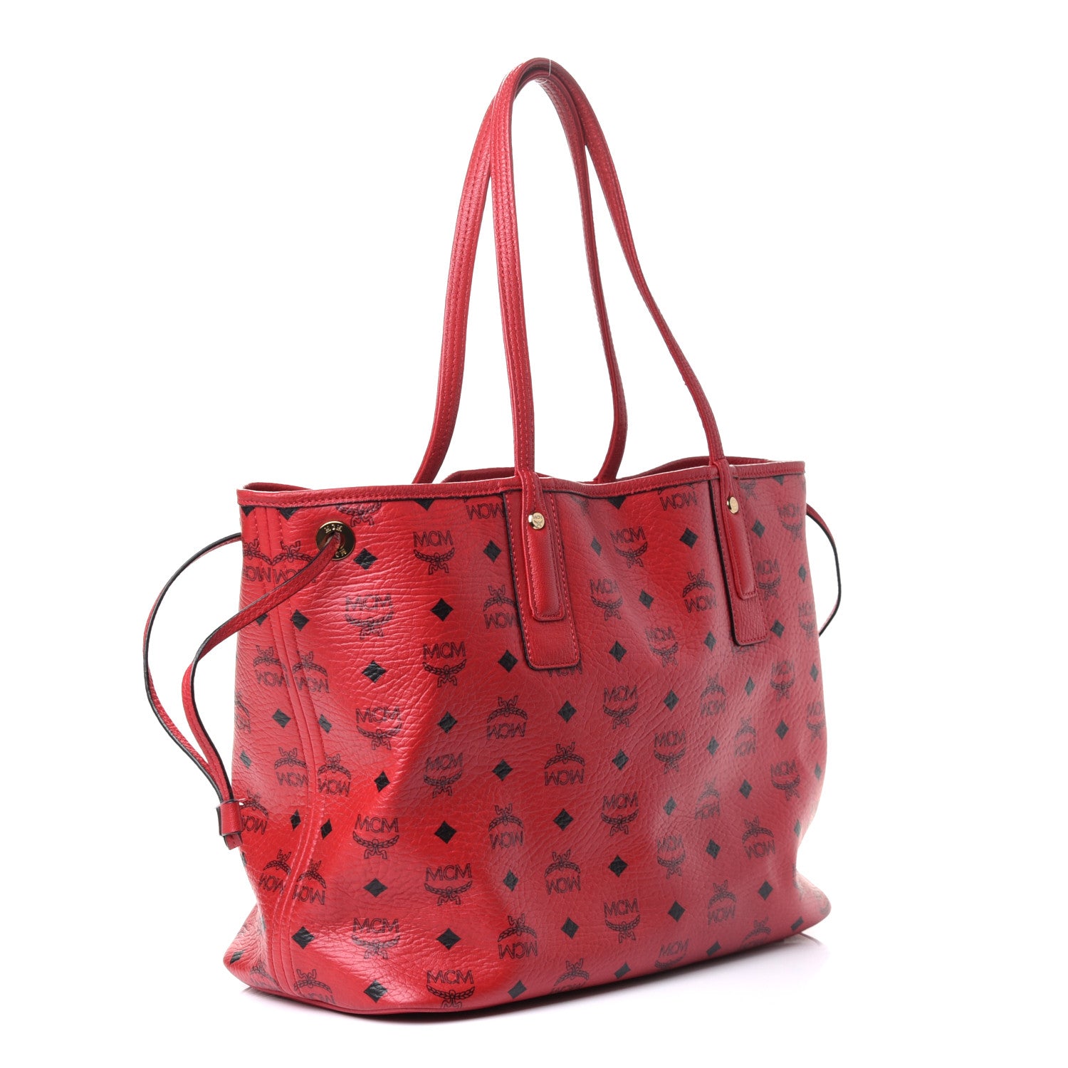 MCM Visetos Medium Liz Reversible Shopper Tote Ruby Red 4 of 16