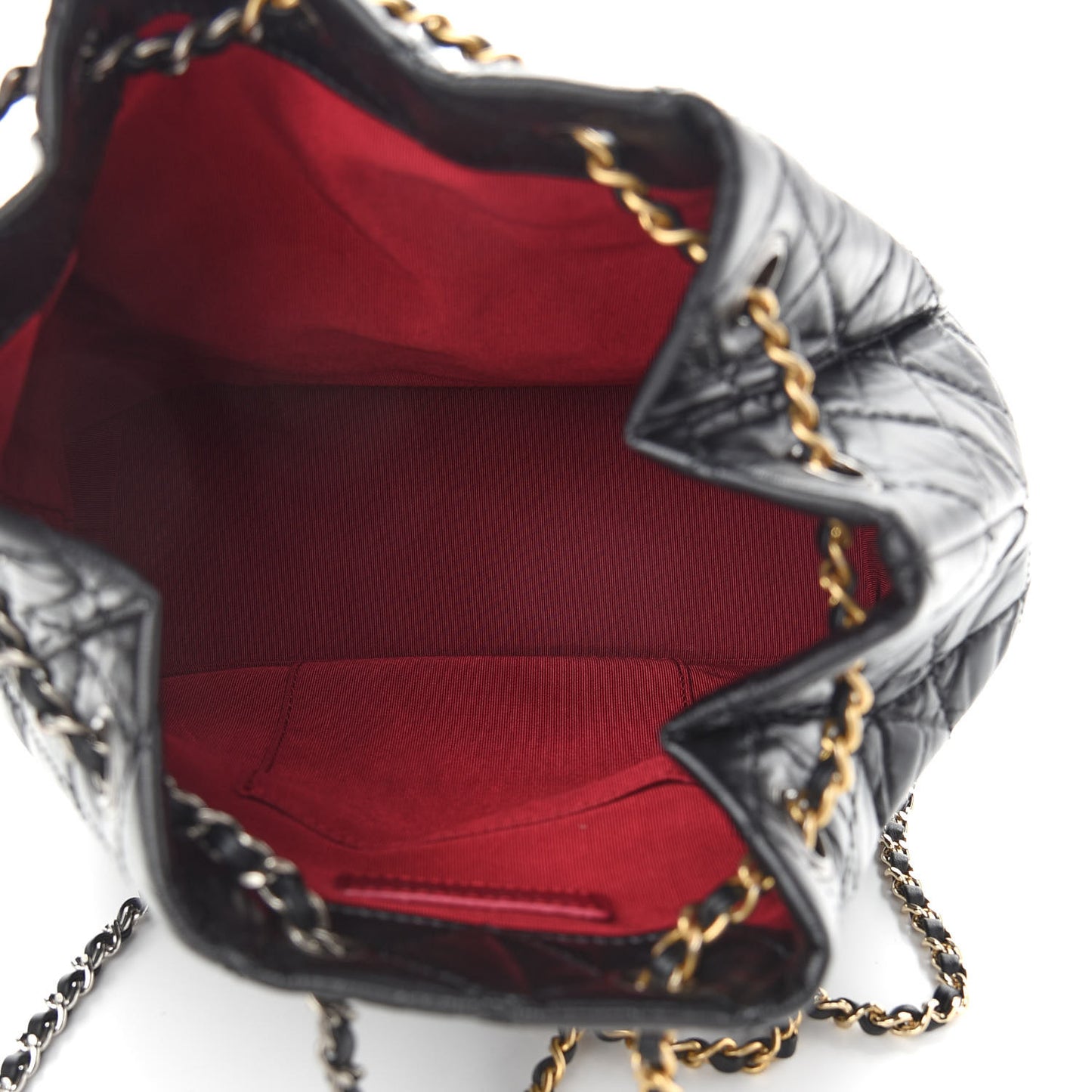 Aged Calfskin Quilted Small Gabrielle Backpack Black