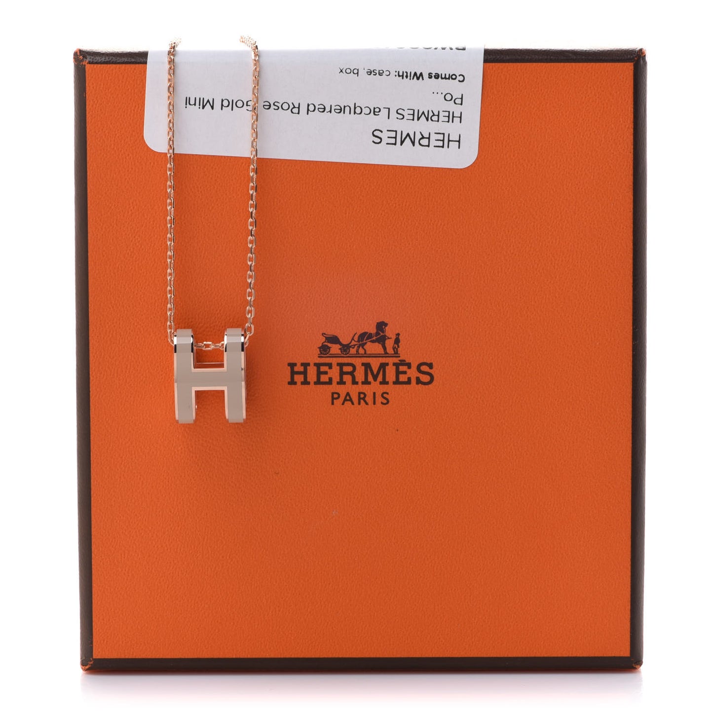 Lacquered Rose Gold Pop H Pendant Necklace Marron Glace