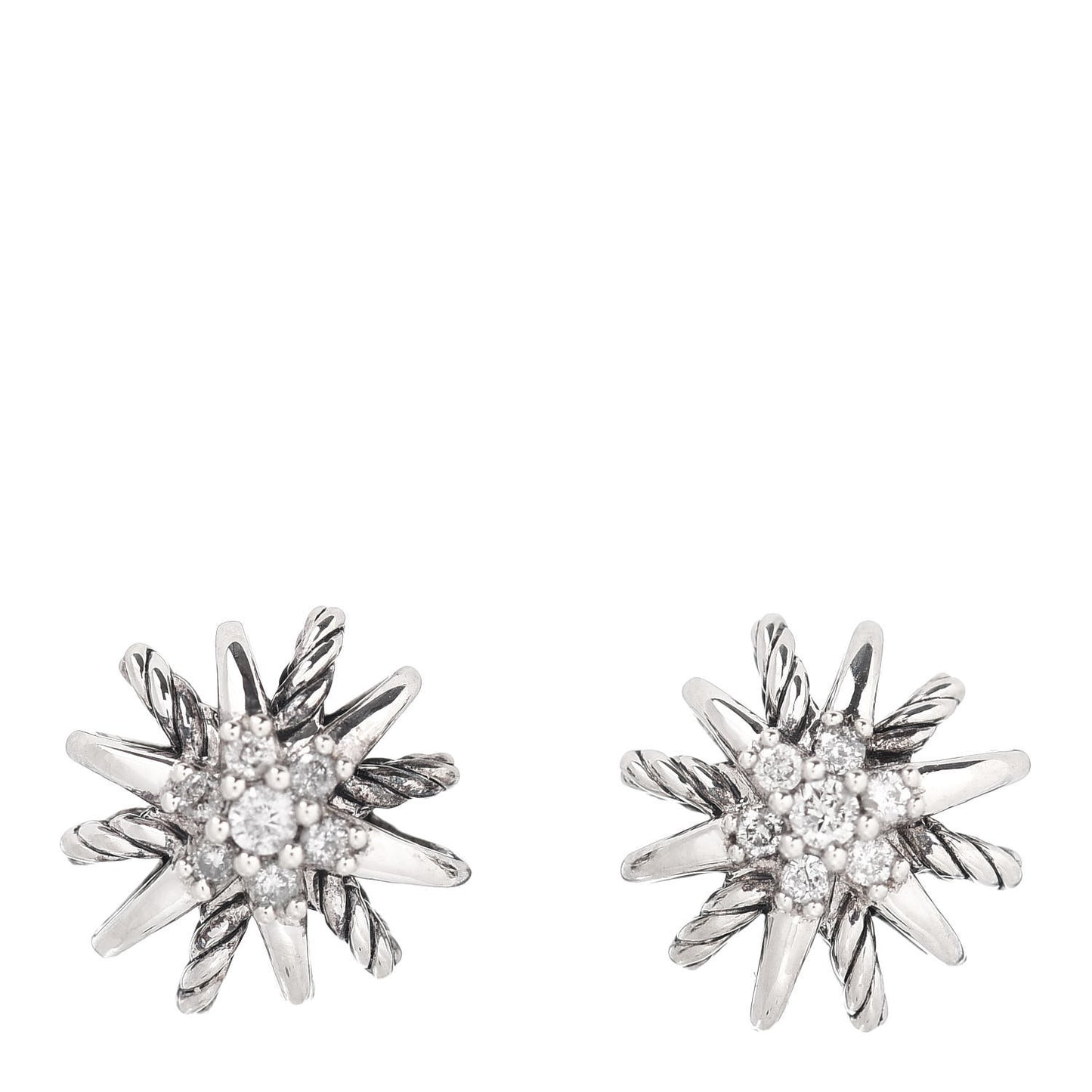 Sterling Silver Diamond 10mm Starburst Earrings