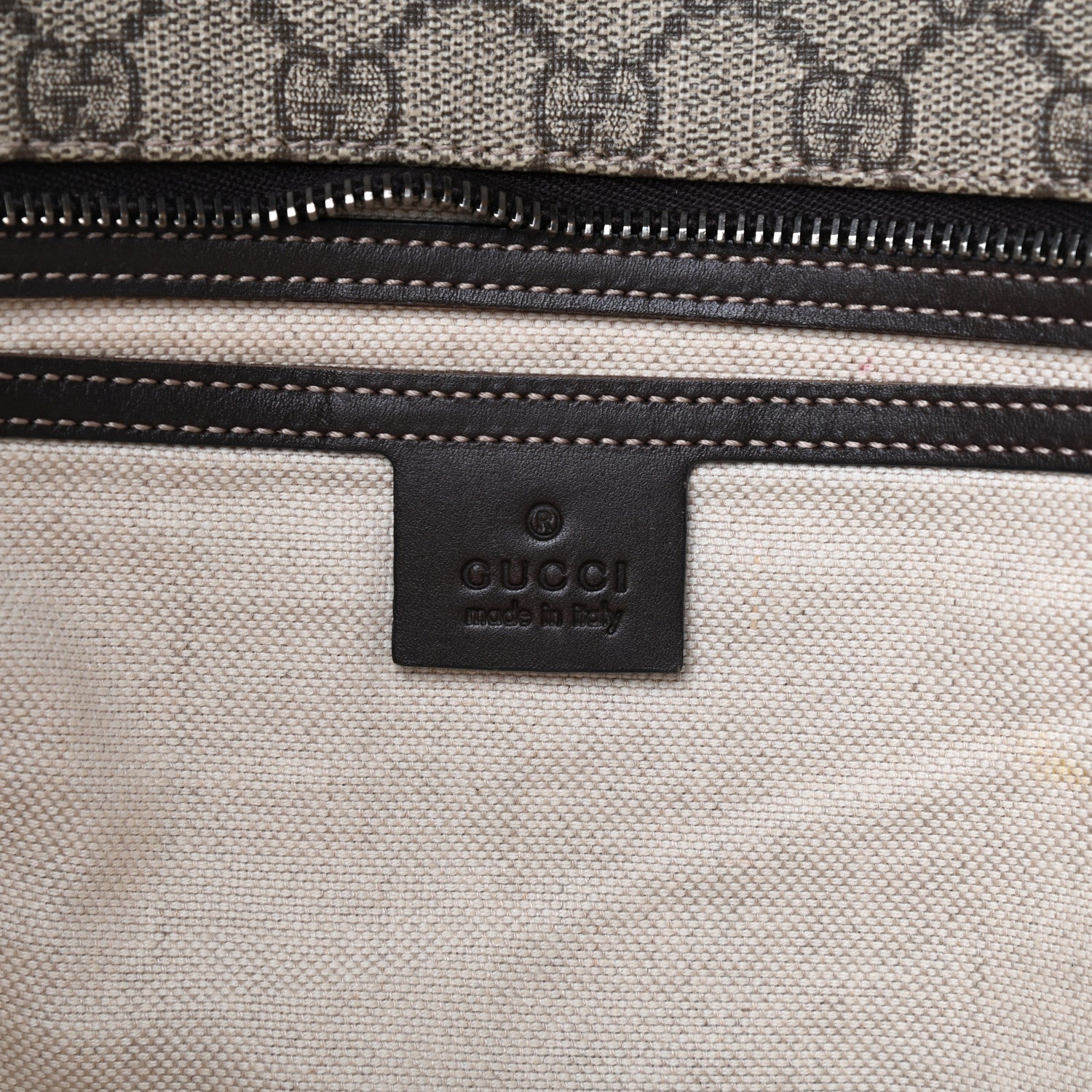 Gucci GG Supreme Monogram Medium Zippered Shopping Tote Dark Brown 6 of 9