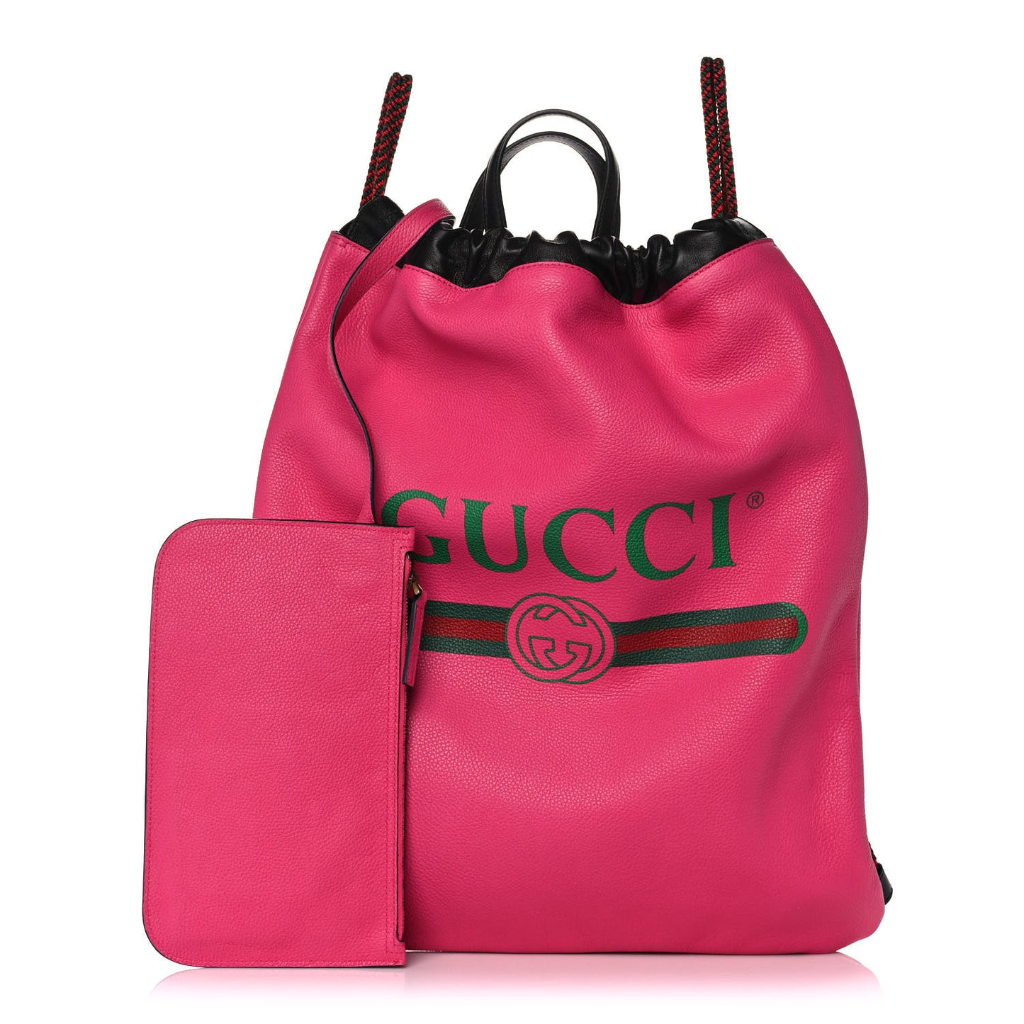 Grained Calfskin Logo Drawstring Backpack Box Pink Green Black