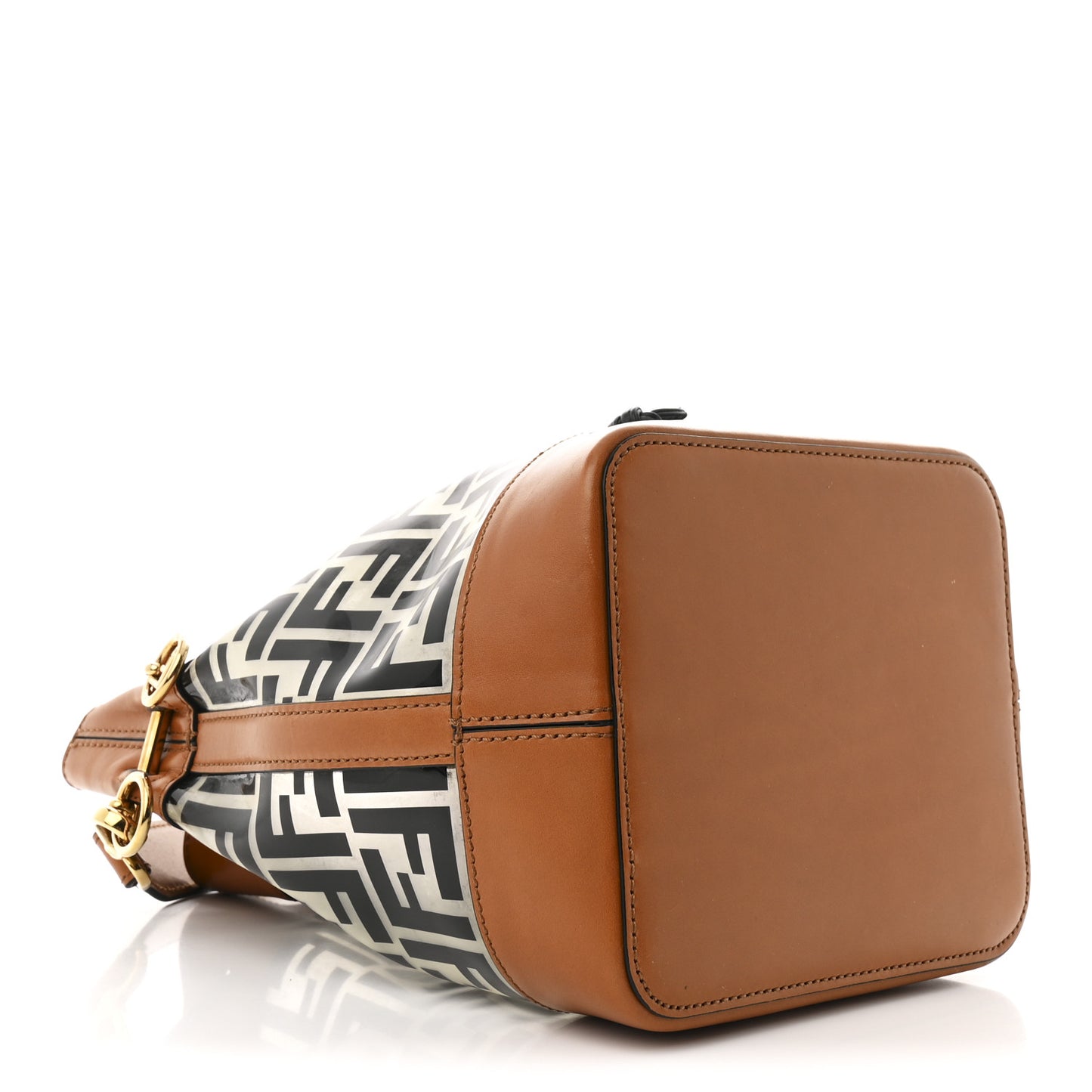TPU FF Vitello Aura F is Fendi Grande Mon Tresor Bucket Bag Black Cuoio